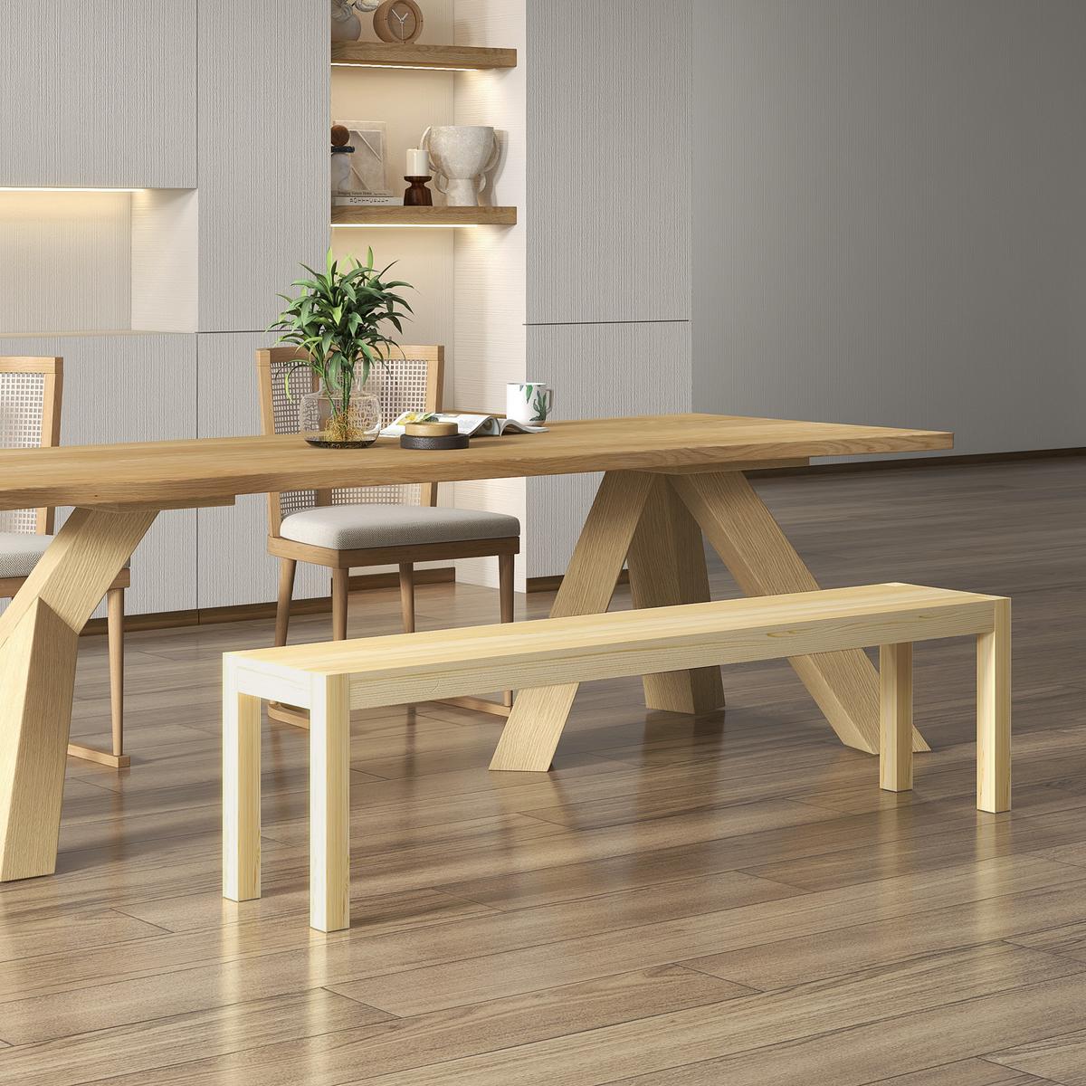 SITZBANK Natur 175 cm - Naturfarben, Holz (175/45/33cm) - HOMCOM