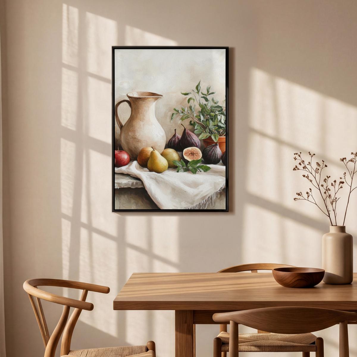 LEINWAND Bilder mit Rahmen - Obst - Kräuter - Ländlich - 60x90 - Naturfarben, Textil (60/90cm) - MuchoWow