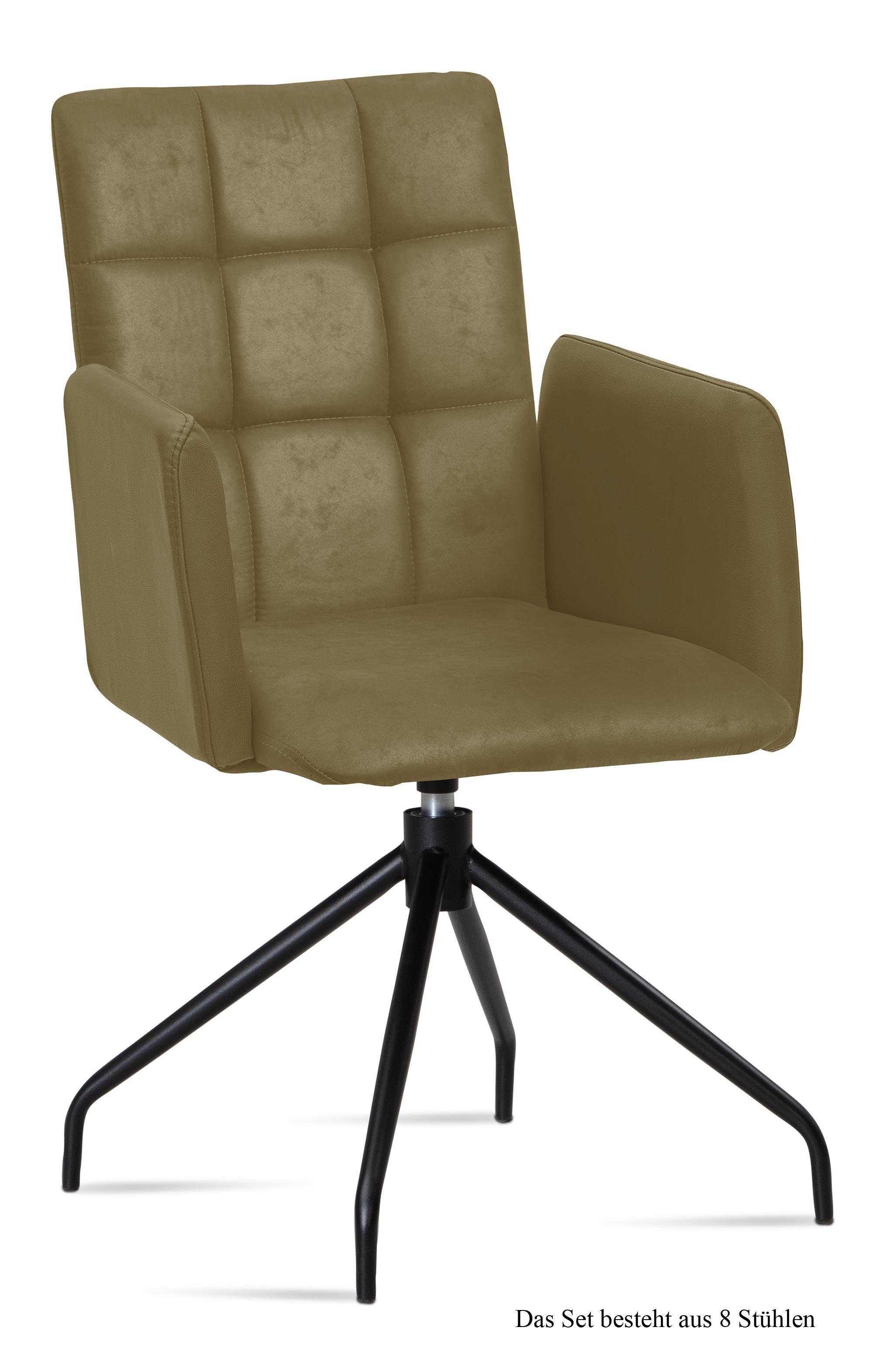 ARMLEHNSTUHL drehbar (8er-Set) Dollie 52x91x60 Schwarz/Olivgrün - Schwarz/Olivgrün, Kunststoff (60/91/52cm) - 58aufmkessel