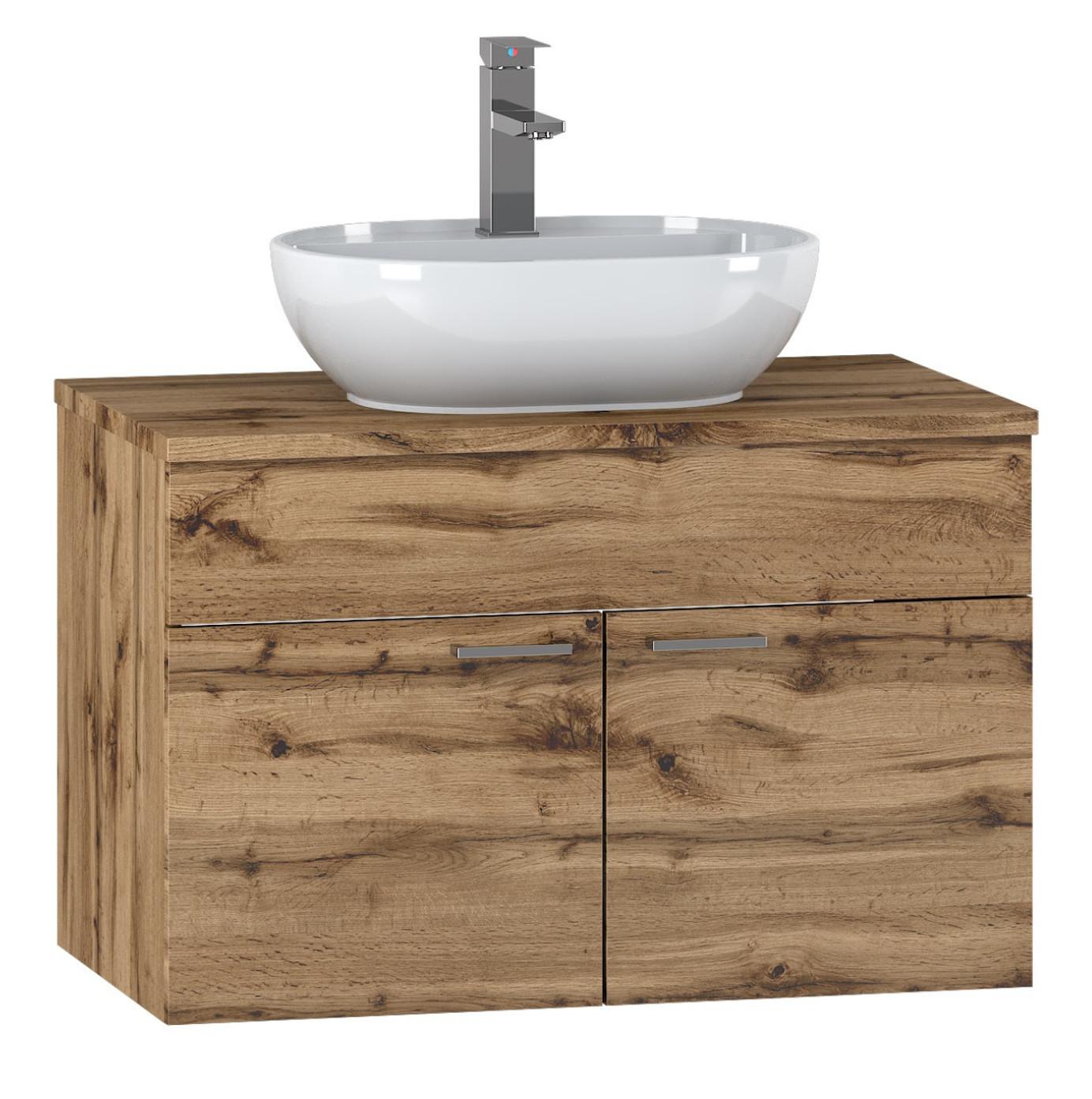 WASCHBECKENUNTERSCHRANK Colorado 2 Schubladen Eiche - 80 x 46 x 52 cm - Eichefarben, Holz (80/52/46cm) - Badplaats