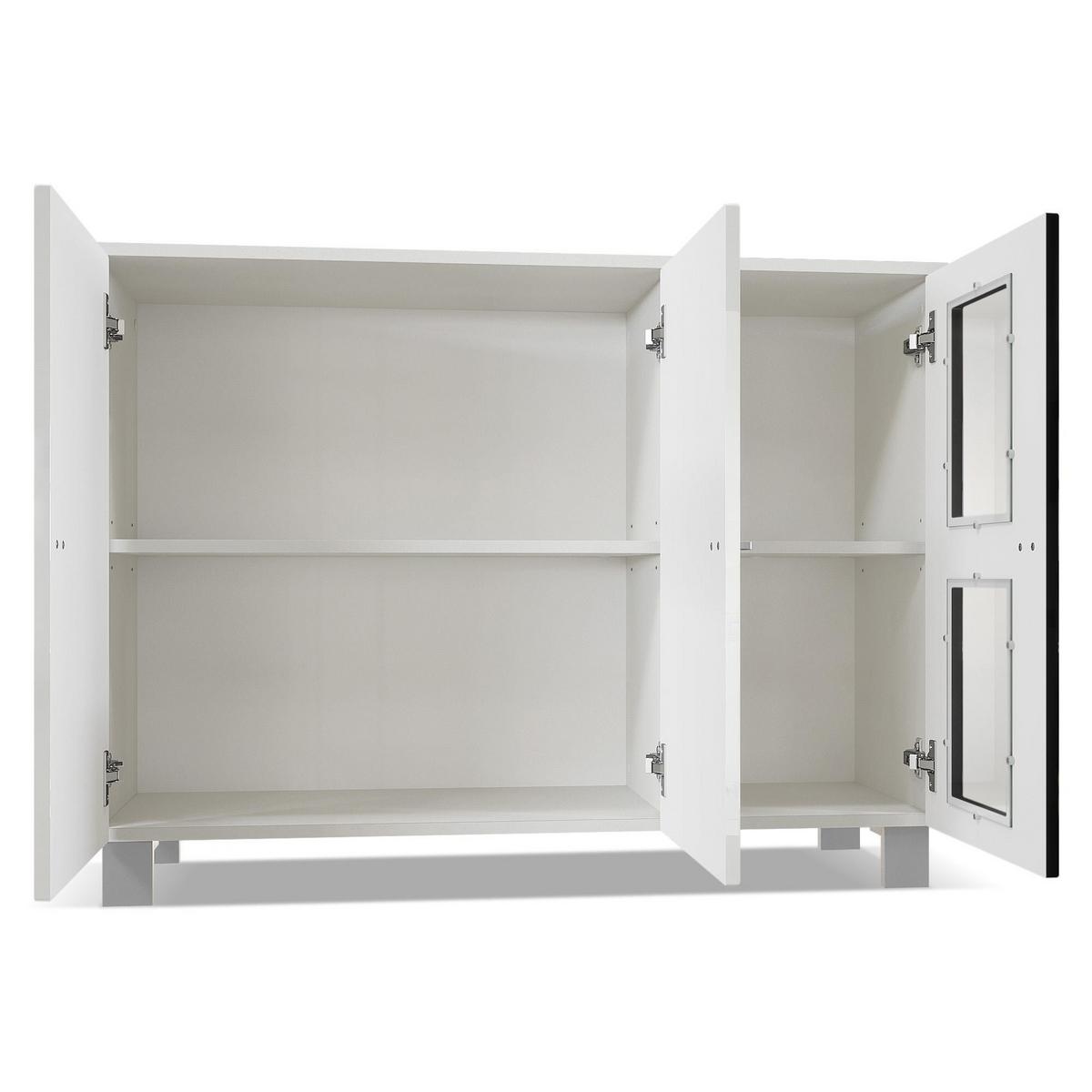 SIDEBOARD Denjo Tür in Schwarz Hochglanz - Schwarz Hochglanz, Holzwerkstoff (107/81/35cm) - Vladon
