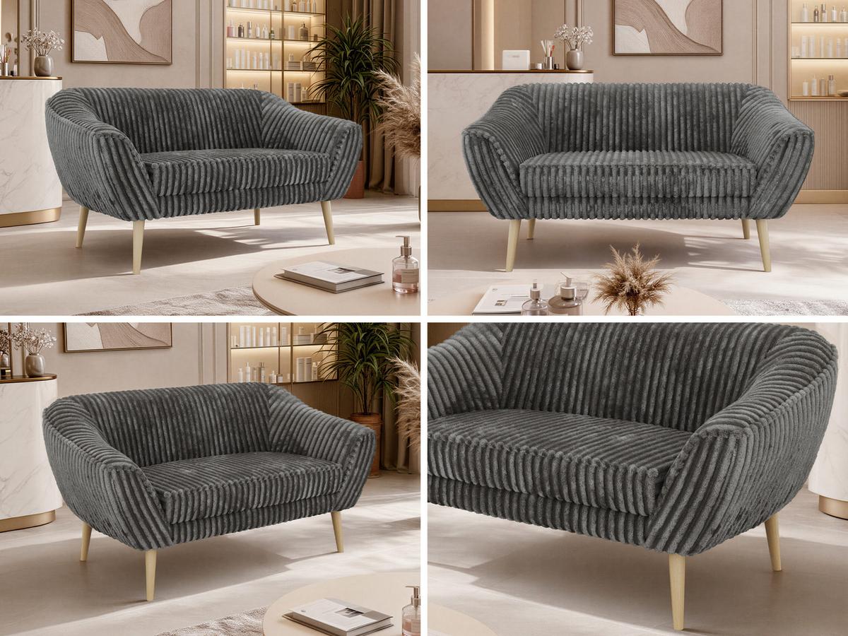 2-SITZER-SOFA PIRS - Grau Cord - Holzbeine - Buchefarben/Grau, Holzwerkstoff/Textil (140/75/74cm) - MKS
