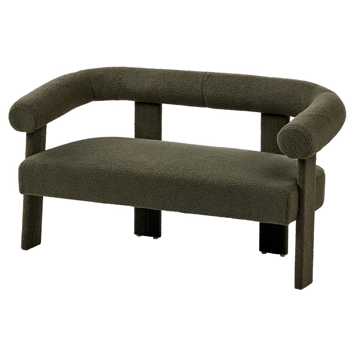 2-SITZER-SOFA Bouclé Dunkelgrün Ilbro - Grün, Textil (138/76/68cm) - Beliani