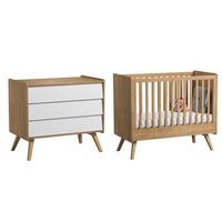 BABYZIMMER 2-teilig Eiche und Weiß - Weiß, Holzwerkstoff (125/103/65cm) - Petits-meubles