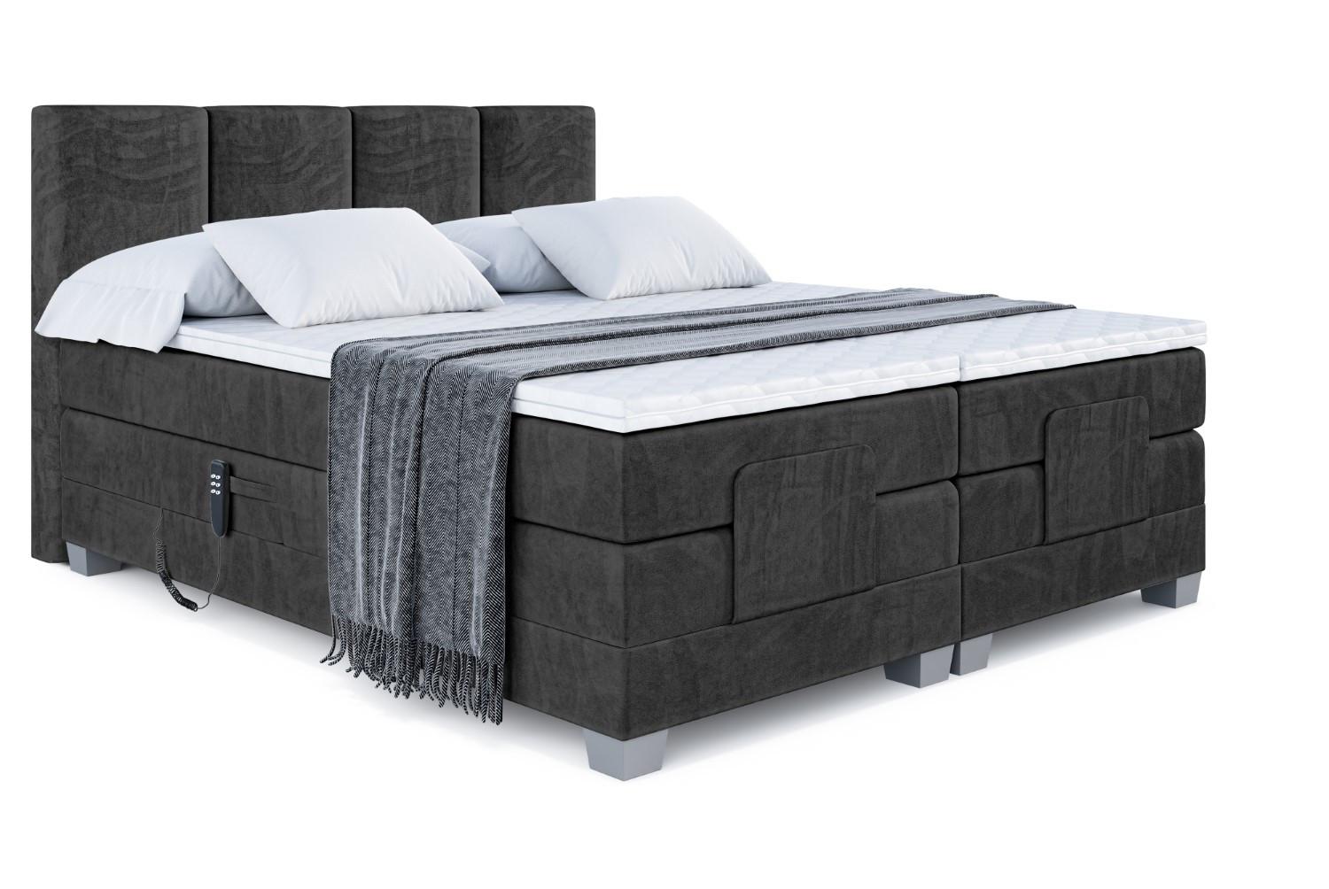 BOXSPRINGBETT elektrisch verstellbar mit 2 Matratzen H4/Taschenfederung ROKS EL 180 x 200 Schwarz - Schwarz, Holzwerkstoff (187/200cm) - ALTDECOR
