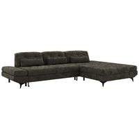 ECKSOFA ALVENO L - Dunkelgrau Schenille glatt - Rechts Seite - Dunkelgrau/Schwarz, Textil/Metall (344/218cm) - MKS