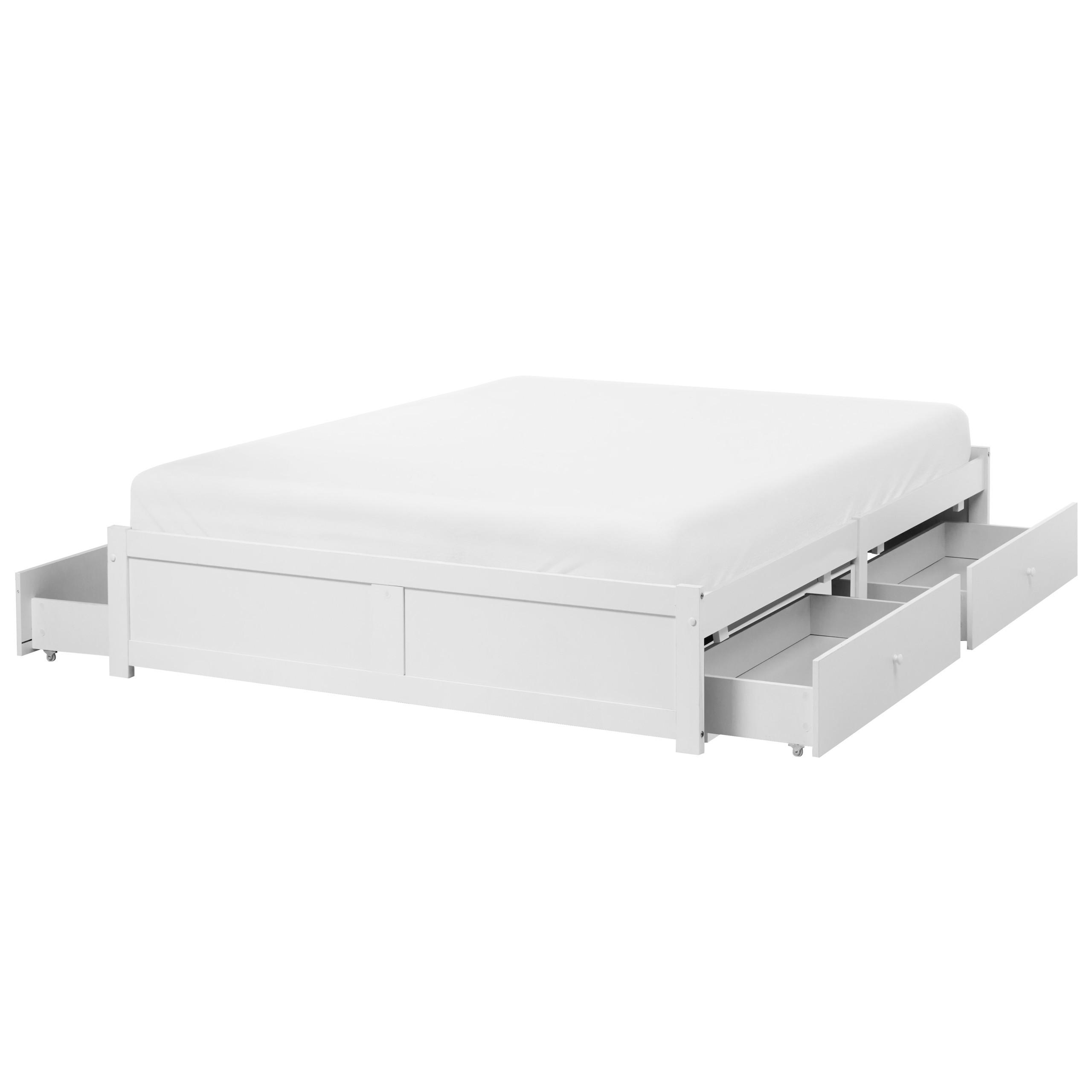 BETT 140/200 cm Weiß Brux - Weiß, Holzwerkstoff (140/200cm) - Beliani