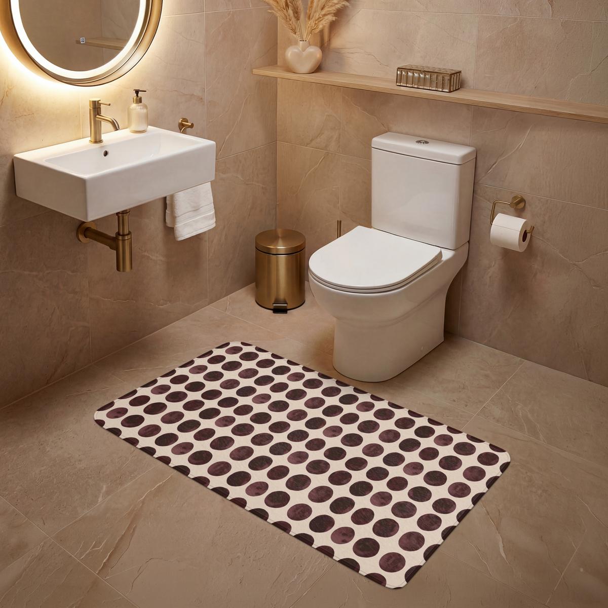 WC-VORLEGER Polka dots - Muster - Braun WC Teppich 120x60 cm - Bordeaux, Textil (120/1cm) - OnlyWow