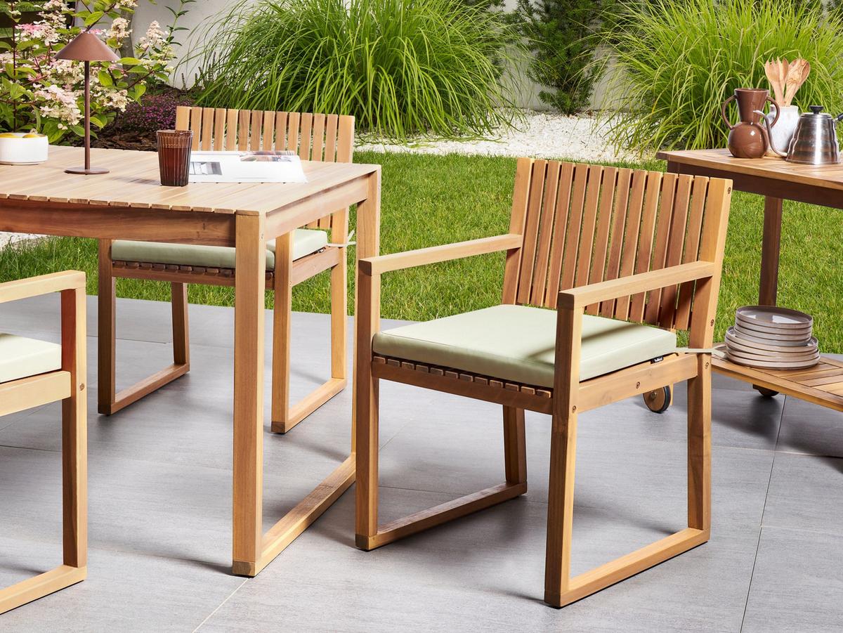 GARTENSTUHLKISSEN 8er-Set Hellgrün 46/46 cm Sassari Premium - Hellgrün, Textil (46/5/46cm) - Beliani