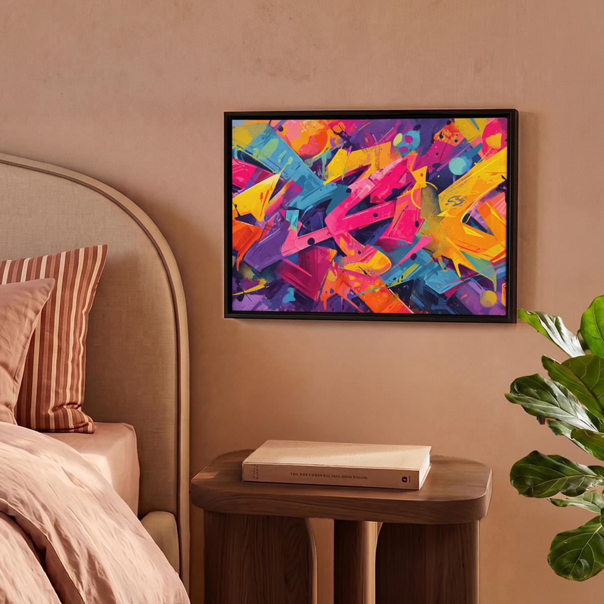 LEINWAND Bilder mit Rahmen - Abstrakt - Formen - Farbenfroh - 40x30 - Magenta, Textil (40/30cm) - MuchoWow