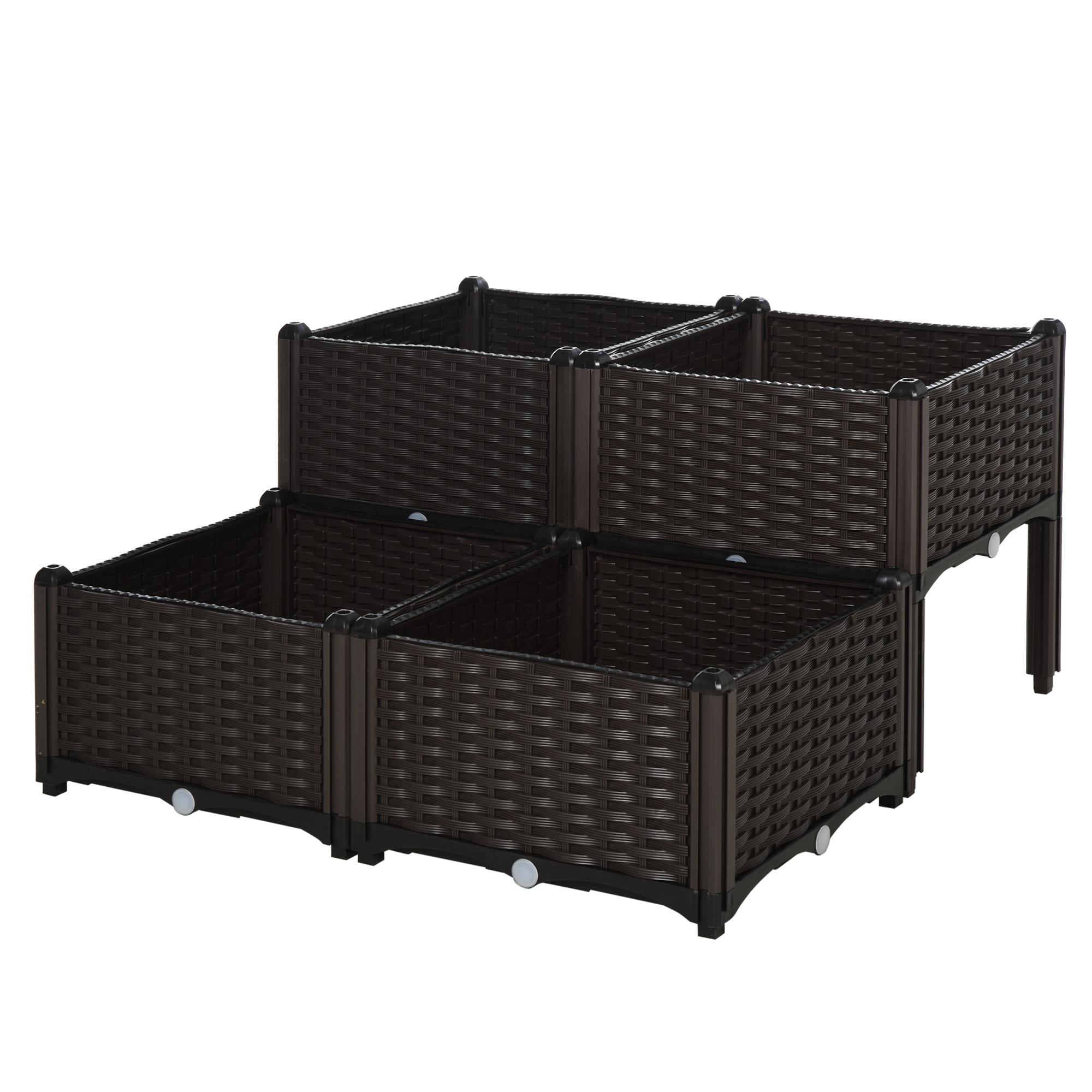 HOCHBEET, Kunststoff, Braun - Braun, Kunststoff (40/44/40cm) - Outsunny