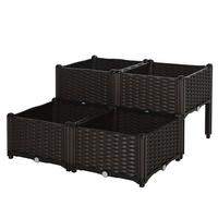 HOCHBEET, Kunststoff, Braun - Braun, Kunststoff (40/44/40cm) - Outsunny