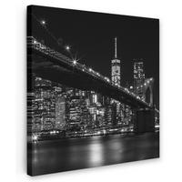 LEINWANDBILD New York - Brooklyn - Brücke Wandbild Wohnzimmer 50x50 cm - Schwarz, Textil (50/50cm) - MuchoWow