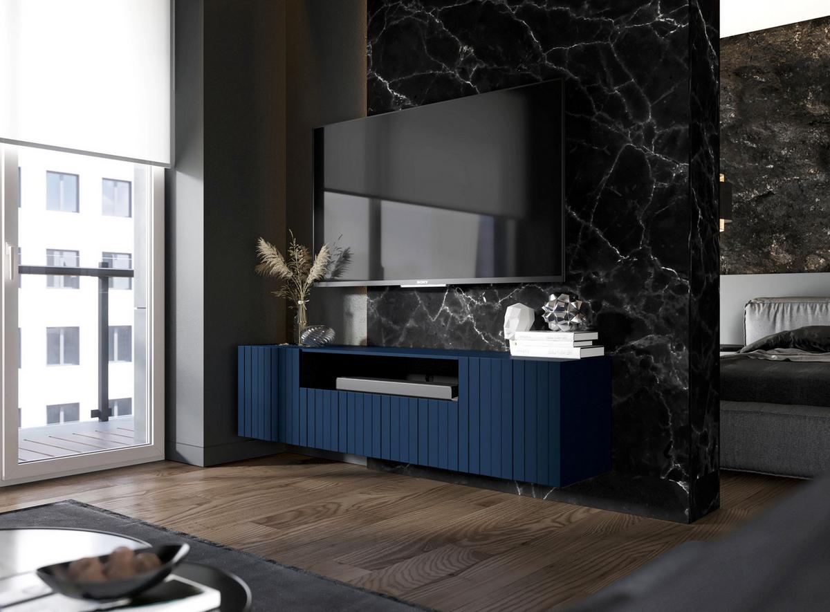 TV-SCHRANK Elpis2 Marineblau Matt Glamour 150 cm - Blau, Holzwerkstoff (150/37.5/36.5cm) - Meble Lindner