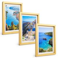 BILDER SET 3er Set - 20x30 cm Goldrahmen - Griechische Ansichten von Santorin Oia - Goldfarben, Kunststoff (20/30cm) - TULUP