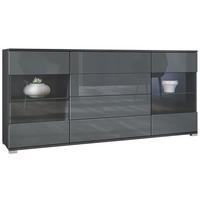 SIDEBOARD Bari Grau Hochglanz - Grau, Holzwerkstoff (166.5/75.5/35cm) - Vladon