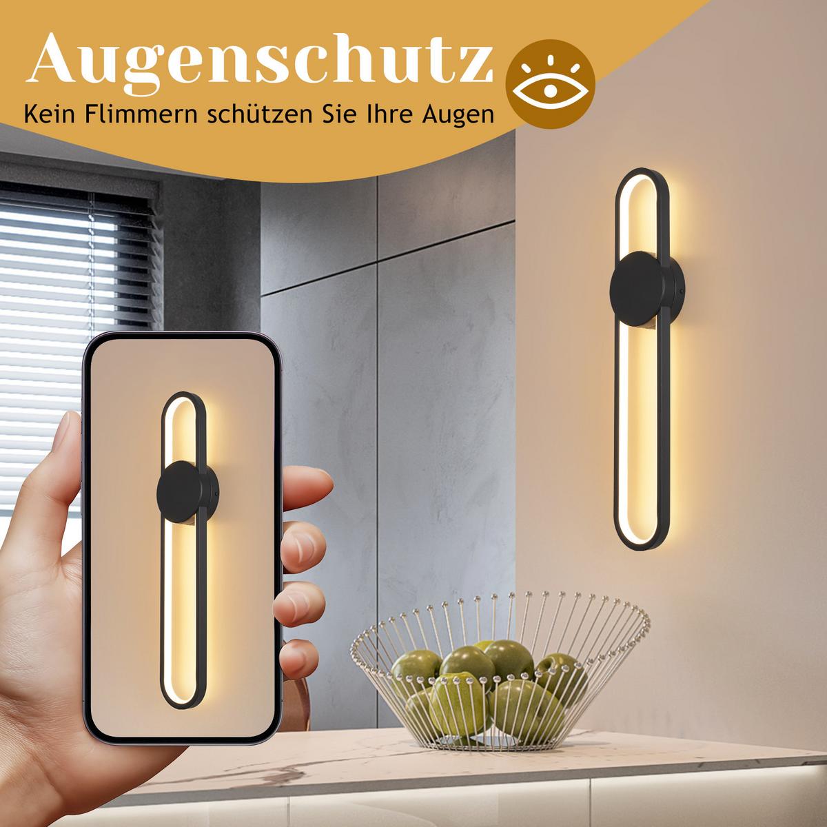 LED-WANDLEUCHTE Blinkor 60/12/5.5 cm - Schwarz, Metall (12/5.5/60cm) - ZMH