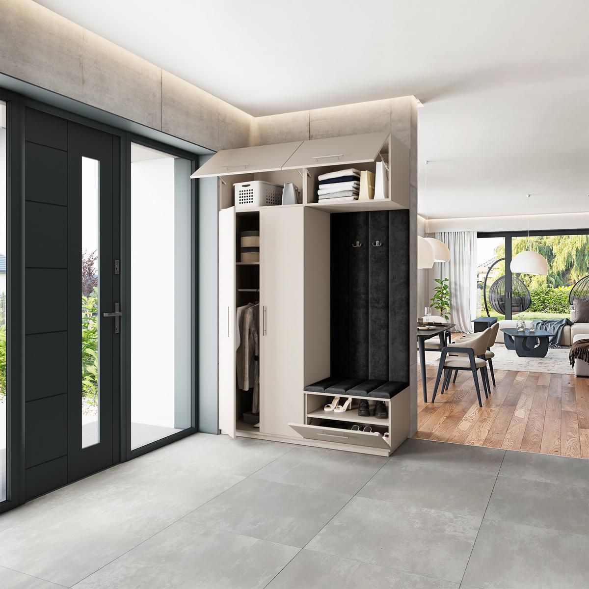 GARDEROBENSCHRANK REMA 150/240/60 cm Modern Kaschmir - Kaschmir/Schwarz, Holzwerkstoff (150/240/60cm) - MASSENO