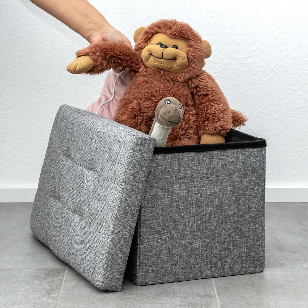 SITZBANK Faltbar mit Stauraum 49/30/30 cm (Grau) - Grau, Textil (30/30/49cm) - Intirilife