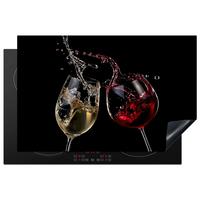 HERDABDECKPLATTE Rotwein - Weißwein - Glas - Schwarz Induktionsschutz 81.6x52.7 cm - Weinrot, Kunststoff (81.6/52.7/0.2cm) - MuchoWow