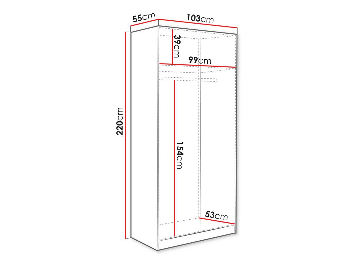 KLEIDERSCHRANK Como 2D - Schwarz/Eiche Artisan, Holzwerkstoff/Metall (103/220/55cm) - MIRJAN24