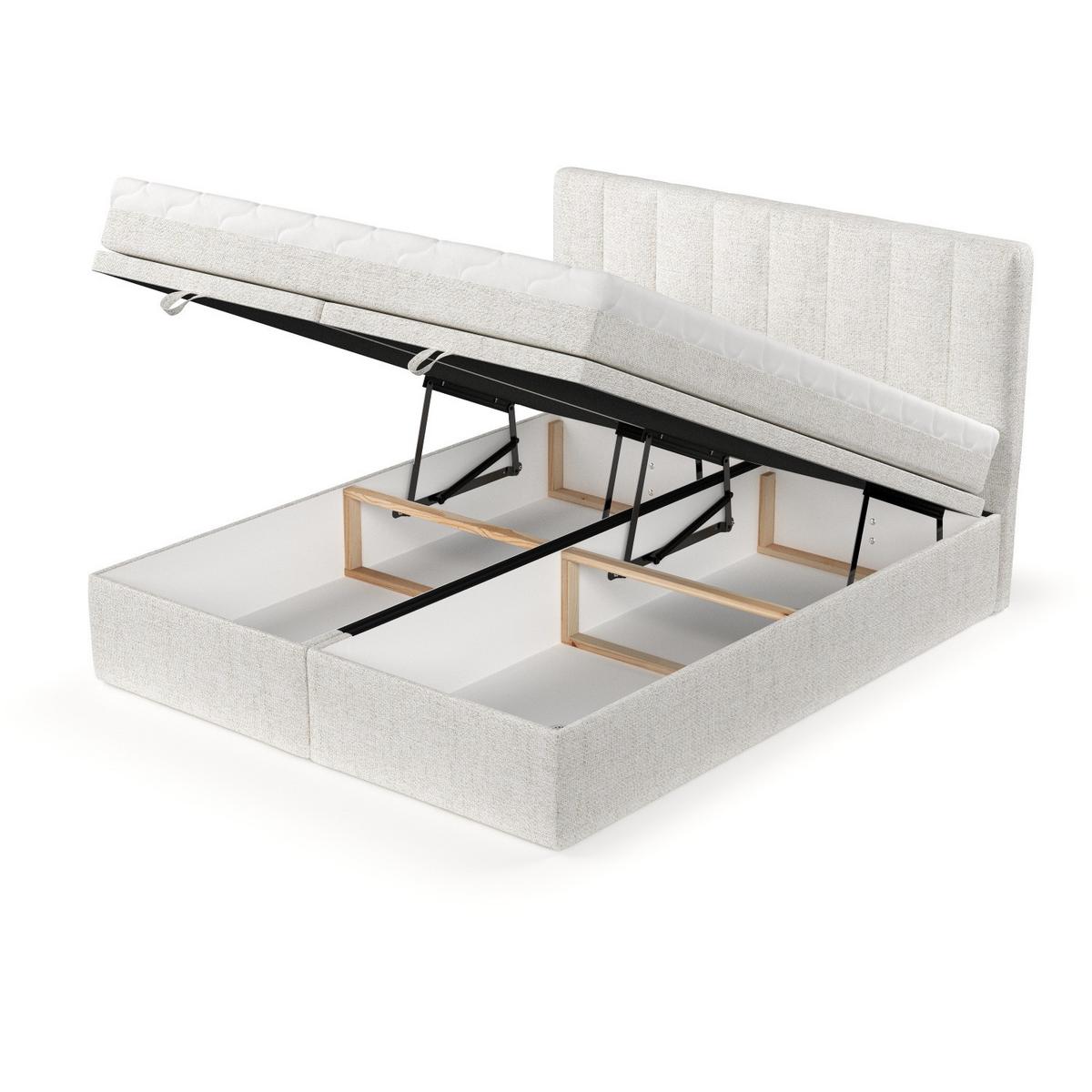 BOXBETT Lume 160/200 cm Creme im Neve Stoff - Creme/Schwarz, Holz/Holzwerkstoff (160/200cm) - AltaBeds