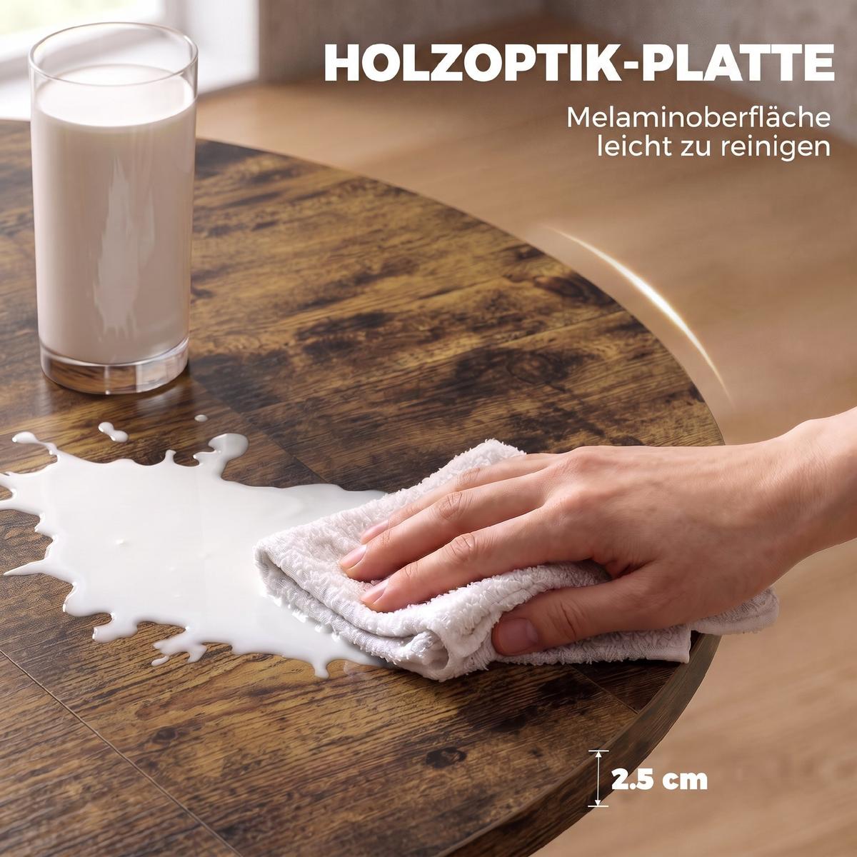 AUSZIEHBARER-ESSTISCH MDF Stahl Rustikal-Braun - Dunkelbraun/Schwarz, Holzwerkstoff/Metall (135/100/75cm) - HOMCOM