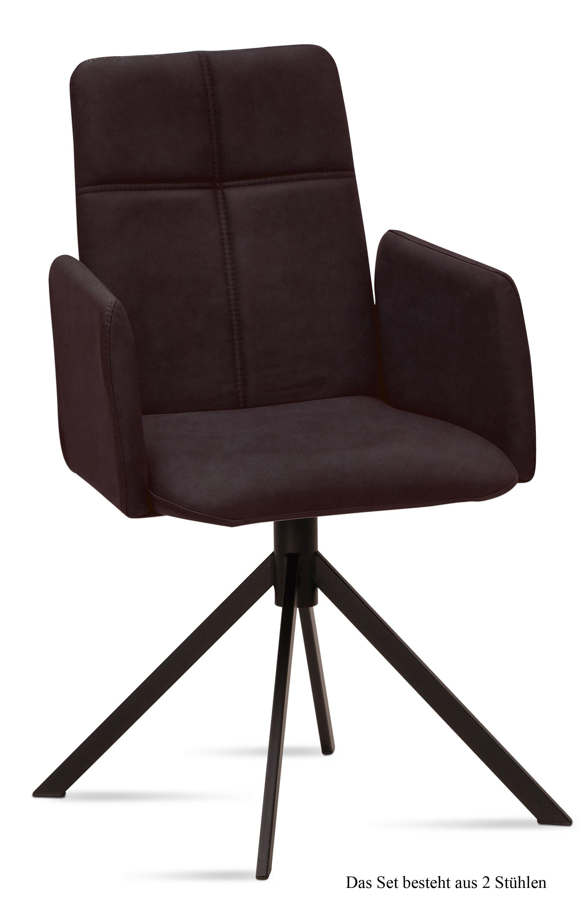 ARMLEHNSTUHL (2er-Set) Druci 52x92x60 Schwarz/Espresso - Dunkelbraun/Schwarz, Kunststoff (60/92/52cm) - 58aufmkessel