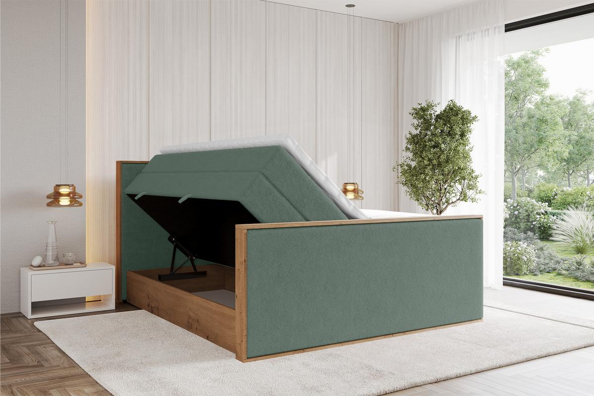 BOXSPRINGBETT LOLLI9 -Z-KING 120x200 - H3/H4 Grün - Grün, Holzwerkstoff (120/200cm) - ALTDECOR