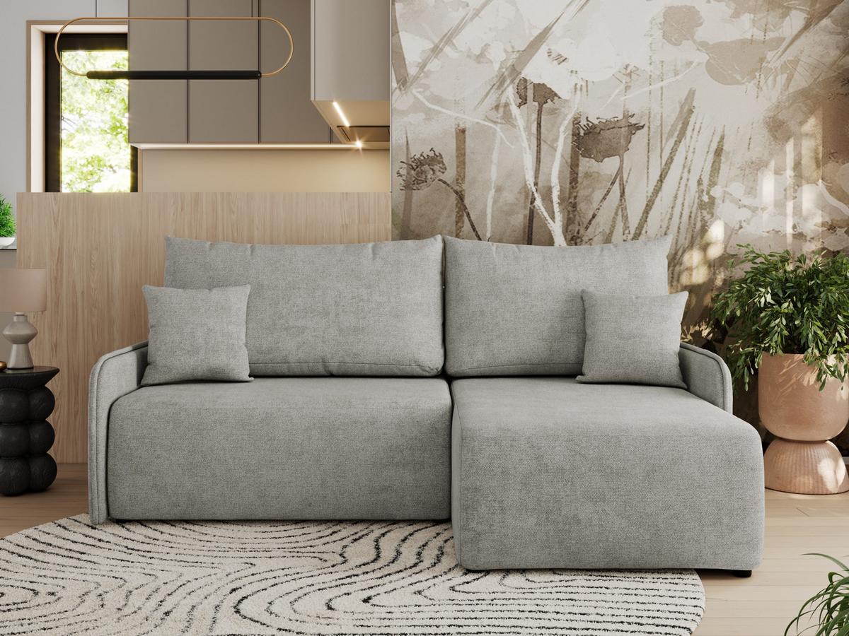 ECKSCHLAFSOFA ARPA L Hellgrau Struktur - rechts - Hellgrau/Schwarz, Kunststoff/Textil (150/198cm) - MKS