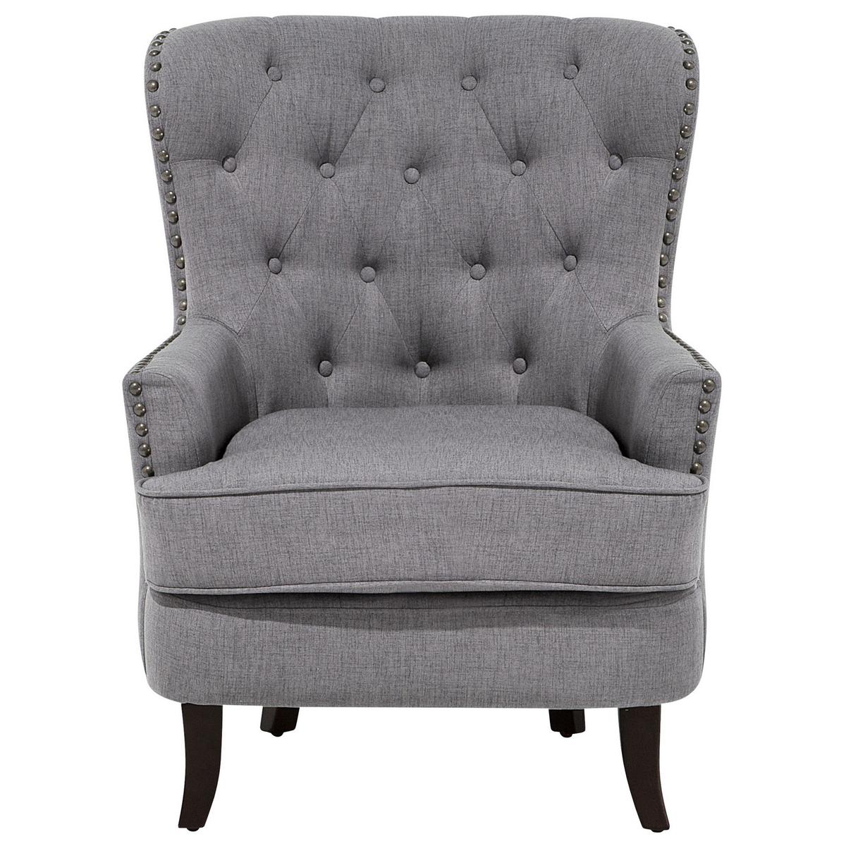 SESSEL Polsterbezug hellgrau Viborg - Dunkelbraun/Grau, Textil (75/93/57cm) - Beliani