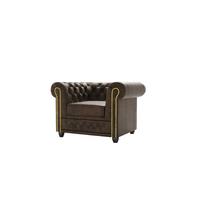 CHESTERFIELD-SESSEL Flux Dunkelbraun Microfaser Vintageoptik - Dunkelbraun/Braun, Holz/Textil (94/72/86cm) - S-Style Möbel