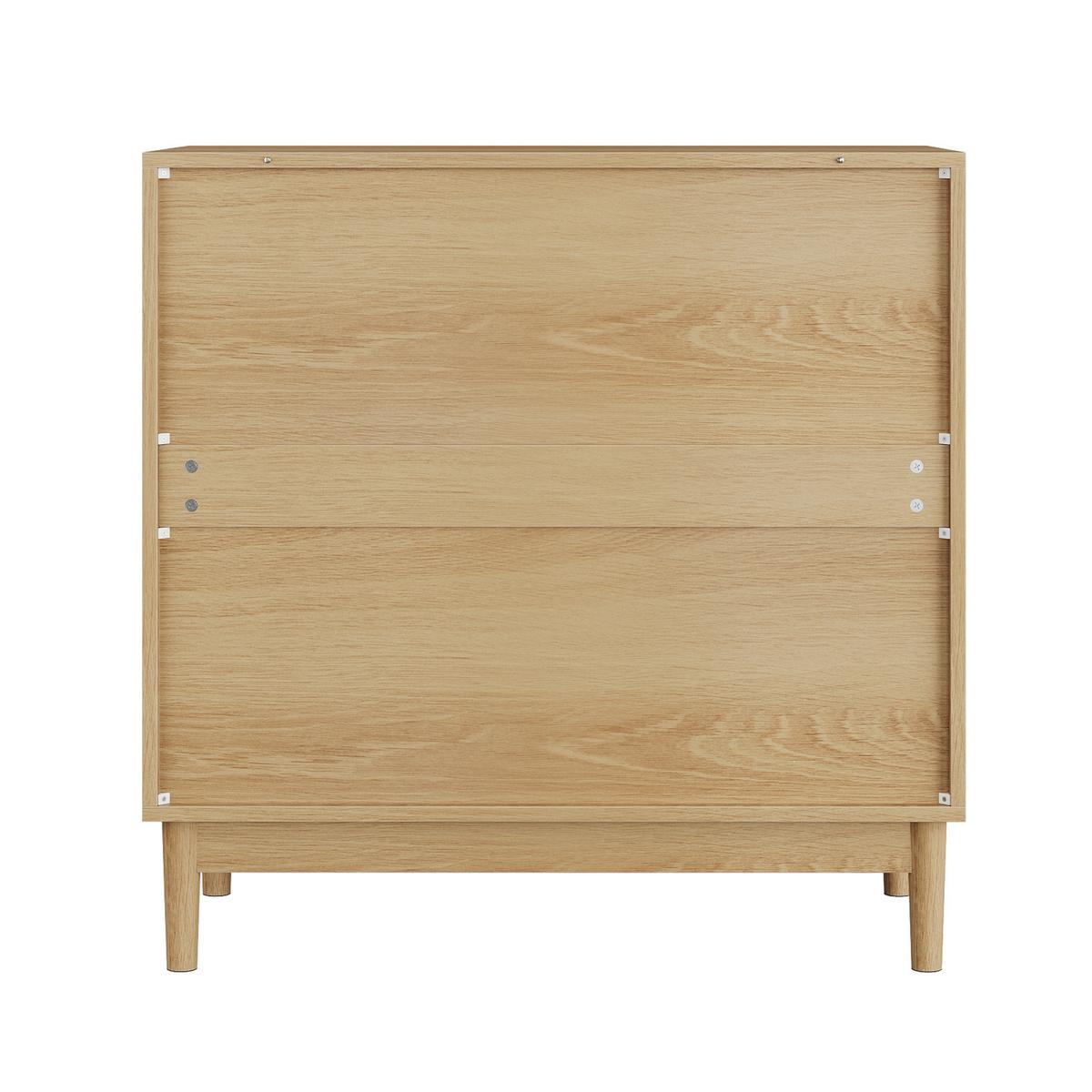 SIDEBOARD eichen-optik & latten-design mit 3 schubladen & goldgriffen - Eichefarben, Holzwerkstoff (80/80/39cm) - Urban Meuble