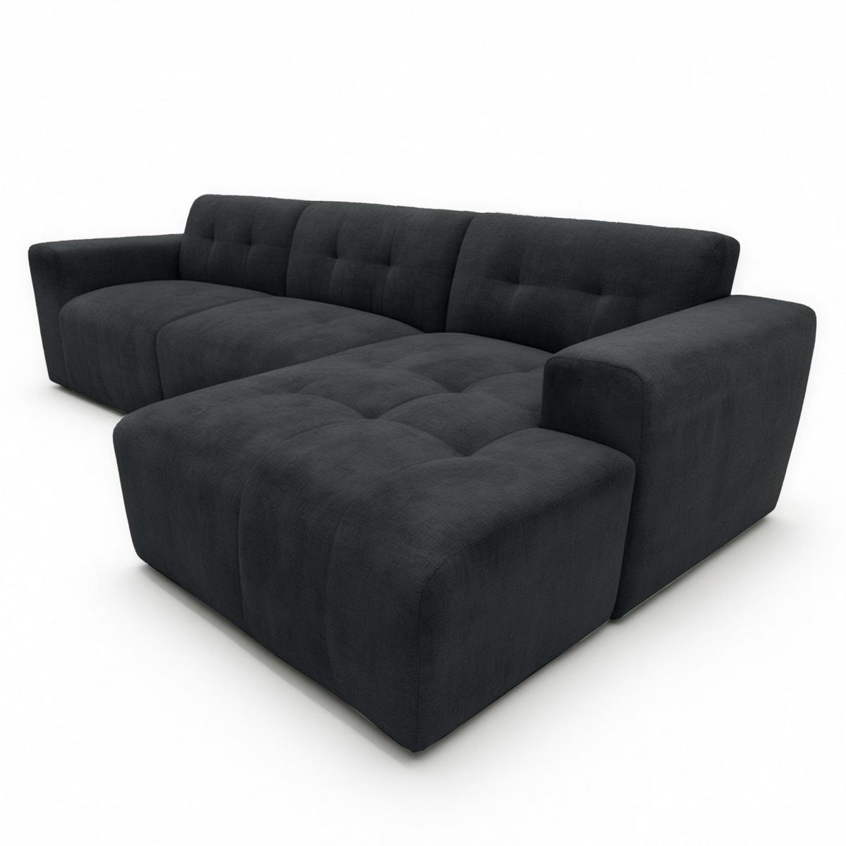 ECKSOFA L Form Corlu Schwarz 310/165/78 cm – stilvolle kleine Eckcouch Rechts - Schwarz, Kunststoff/Textil (165/310cm) - AX Living