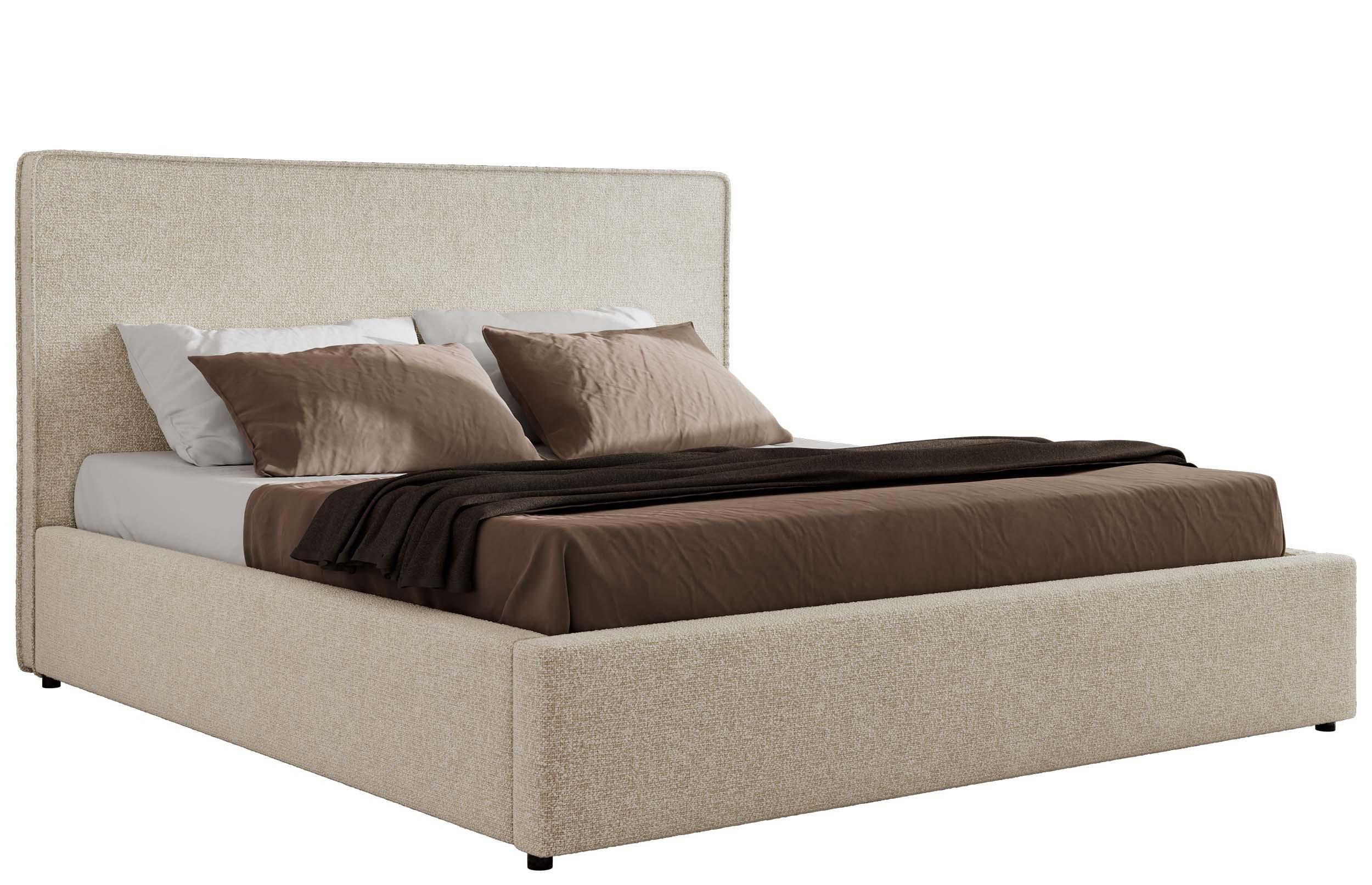 POLSTERBETT CORIVO CLASSIC 140/200 - Creme Strukture - Schaum-Matratze - Creme, Textil (140/200cm) - MKS