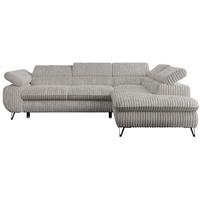 ECKSOFA PETER L Hellgrau Cord - Rechts Seite - Hellgrau/Schwarz, Textil/Metall (273/208cm) - MKS