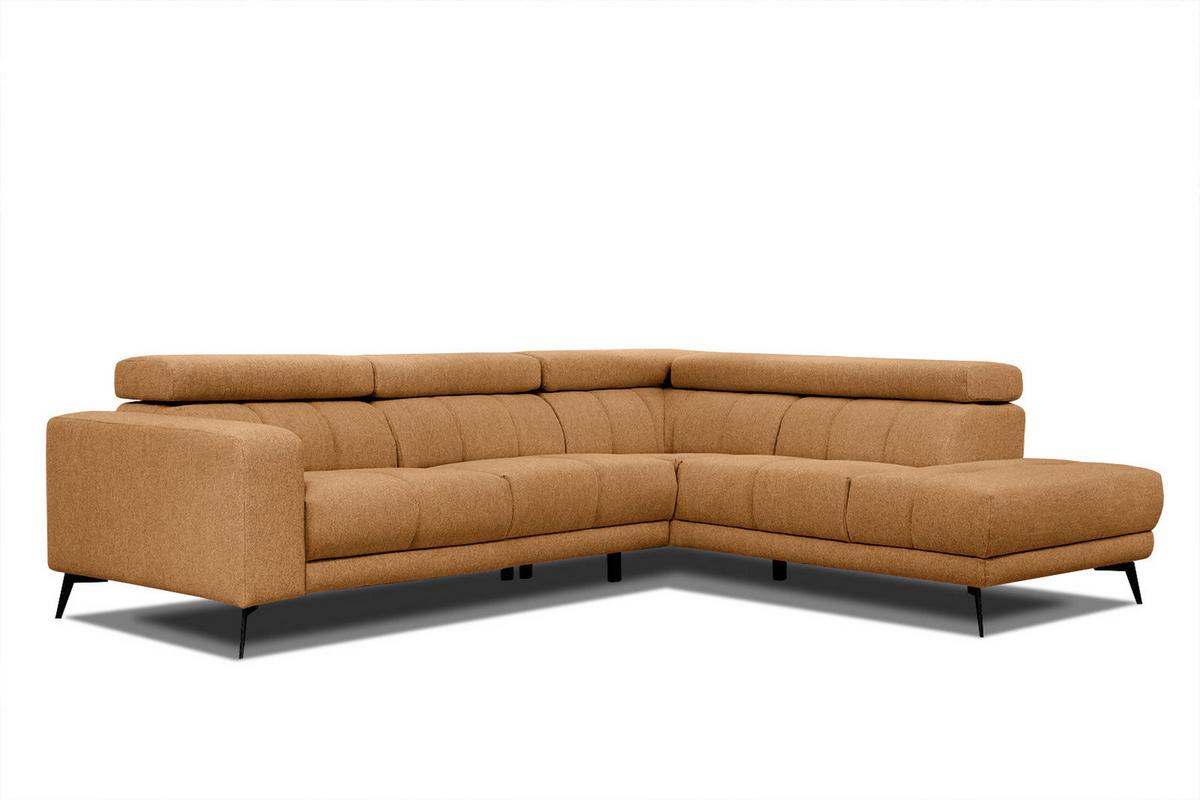 ECKSOFA MORELLO 5-Sitzer, orange - Schwarz/Orange, Holzwerkstoff/Textil (287/228cm) - Wozimo