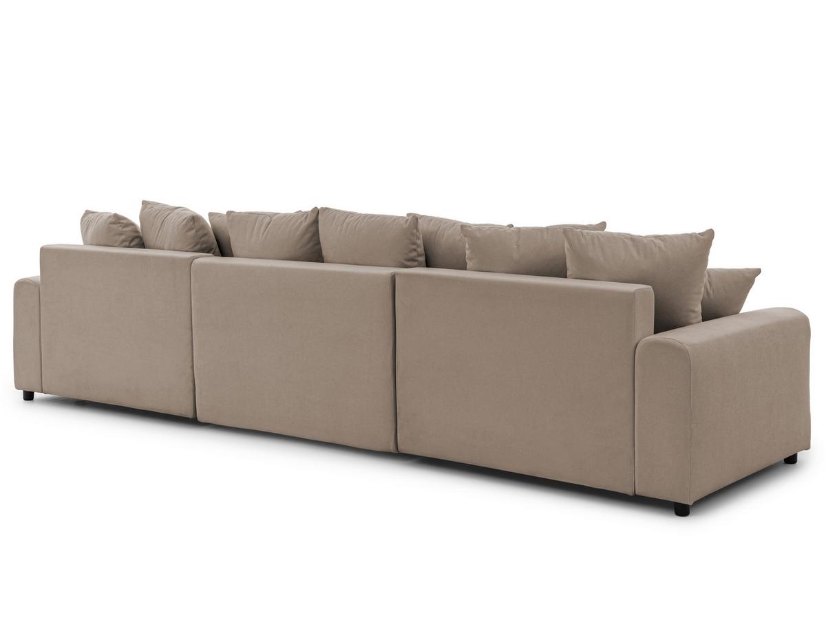 WOHNLANDSCHAFT Calma mit Schlaffunktion und Bettkasten im Bumpy-Design aus weichem Greige Webstoff - Greige/Schwarz, Holz/Textil (336/88/140cm) - S-Style