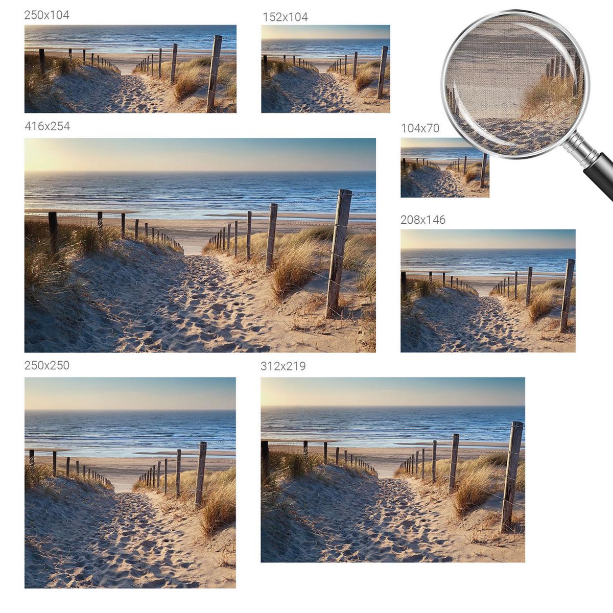 FOTOTAPETE 312x219 cm - Strandweg - Weiß, Textil (312/219cm) - Wallfluent