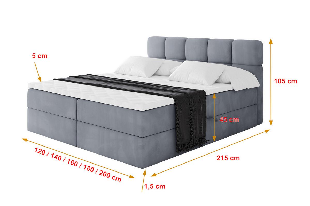 BOXBETT mit Matratze H3 - FAMA - 120x200 cm Grau Casablanca - Grau, Holzwerkstoff (120/200cm) - ALTDECOR
