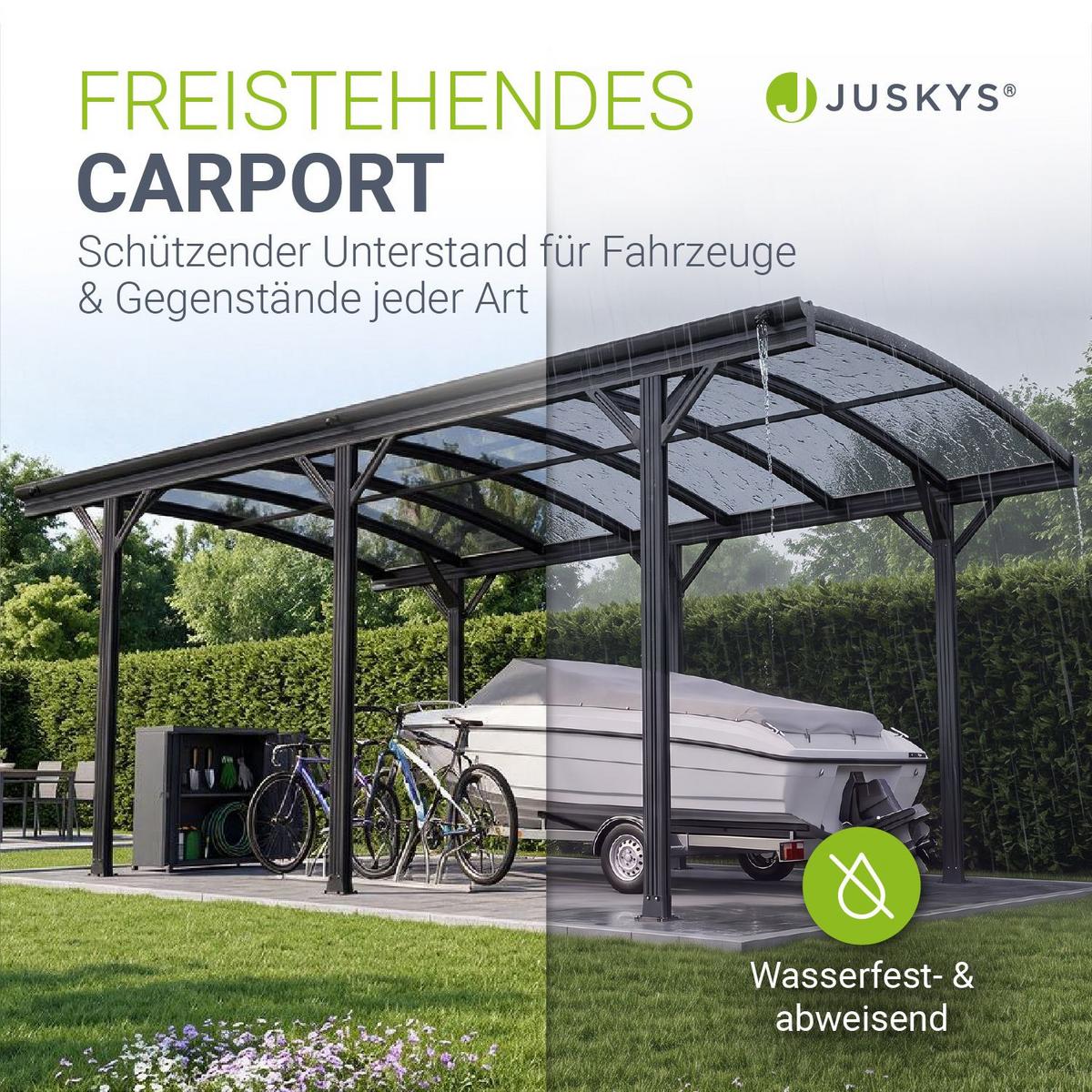 CARPORT mit Bogendach 5x3 m dunkelgrau - Dunkelgrau, Metall (302/233/505cm) - Juskys