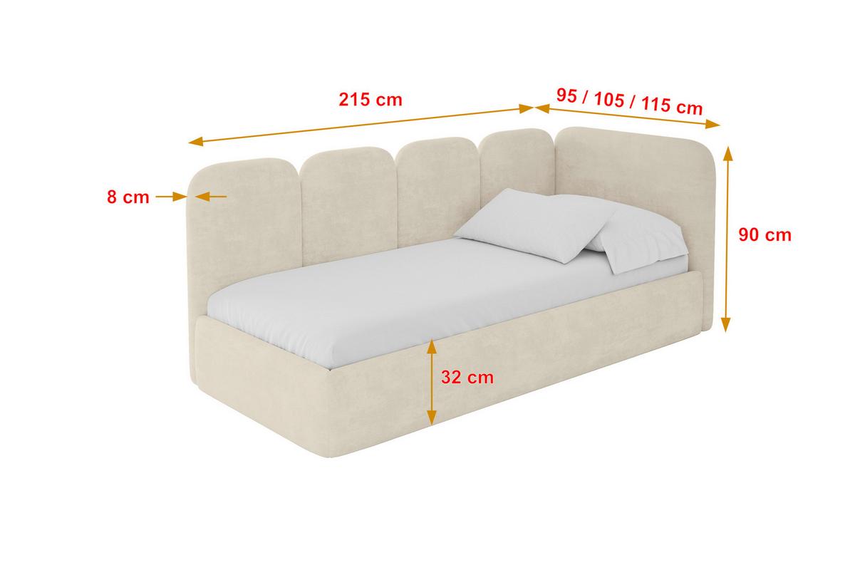 EINZELLBETT Jugendbett mit Bettkasten und Matratze H3/H4, Links - VELY 100x200 Beige - Beige, Holzwerkstoff/Textil (100/200cm) - ALTDECOR