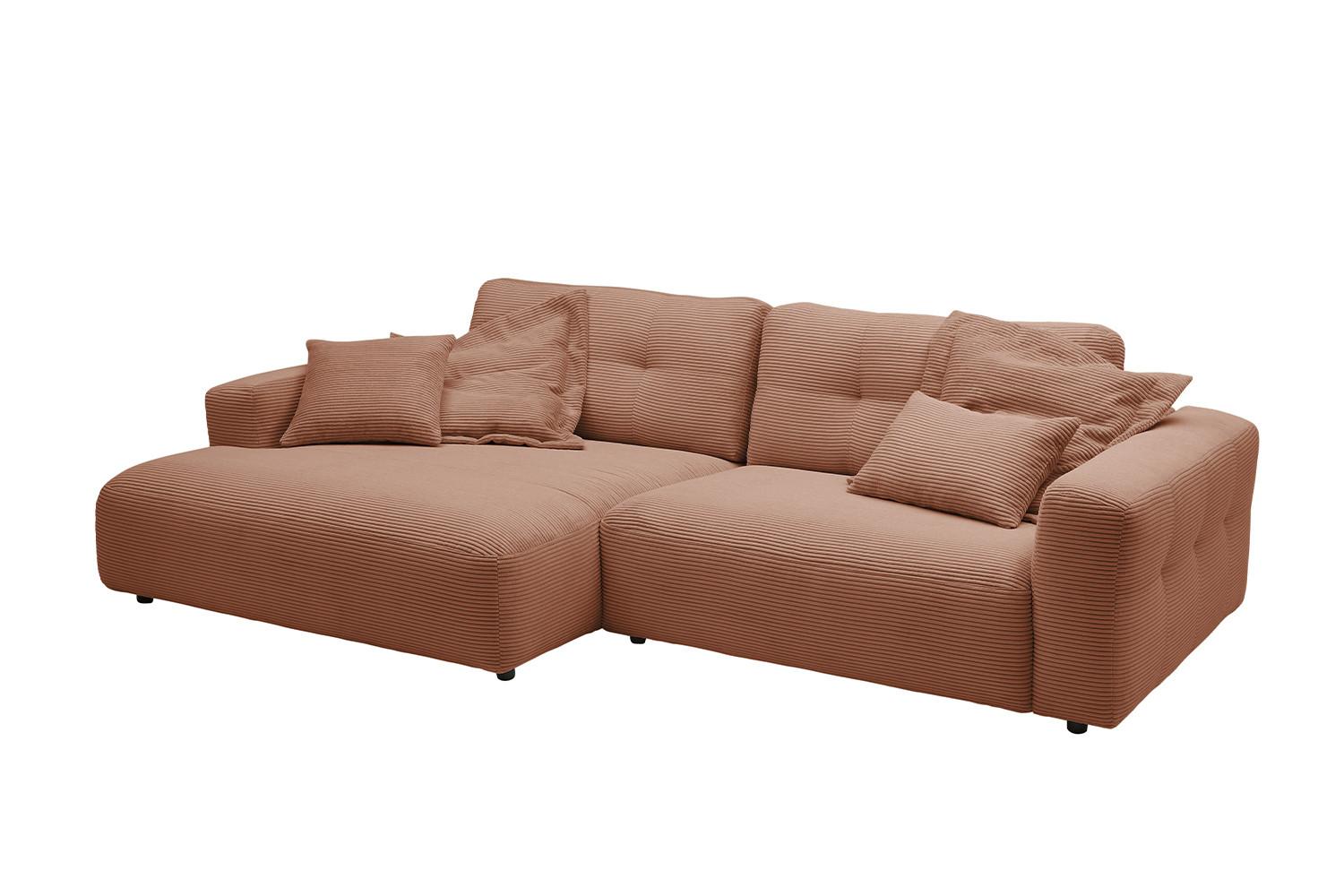 ECKSOFA MIKA Braun Cord - Schwarz/Braun, Kunststoff/Textil (276/167cm) - KAWOLA