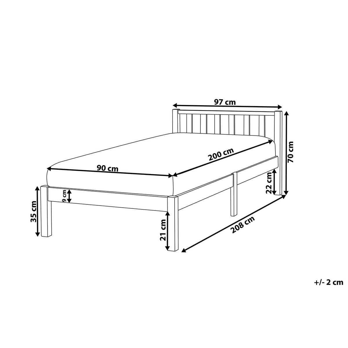 BETT mit Lattenrost 90x200 cm Heller Holzfarbton Florac - Hellbraun, Holz (90/200cm) - Beliani