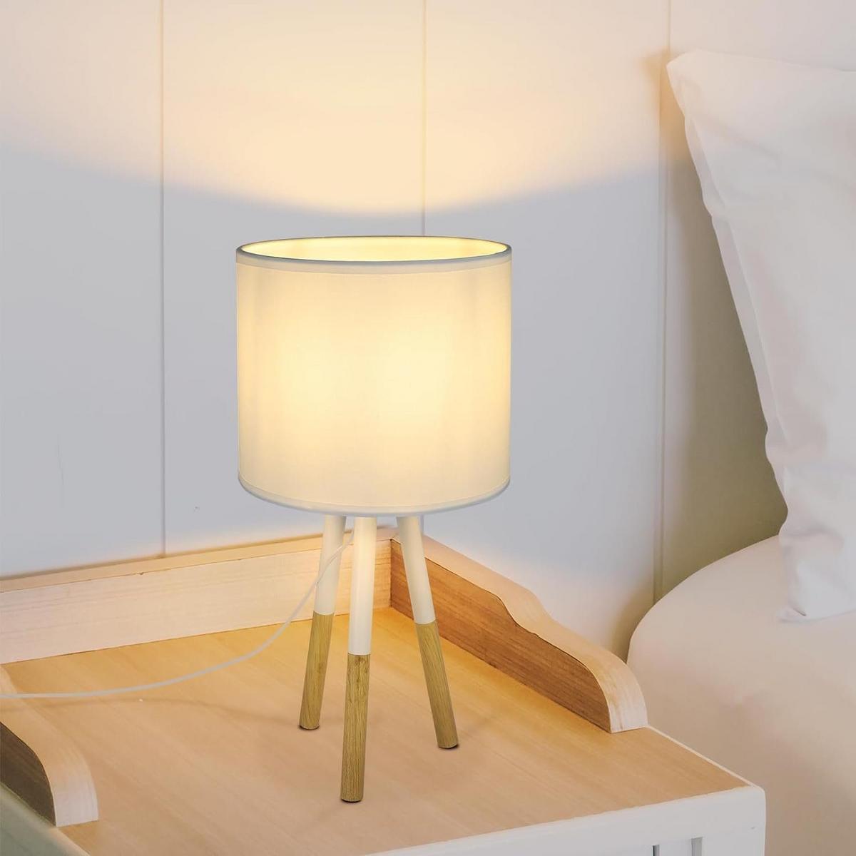 TISCHLAMPE Elara 39.6/9/7.6 cm - Weiß/Braun, Kunststoff (39.6/9/7.6cm) - ZMH