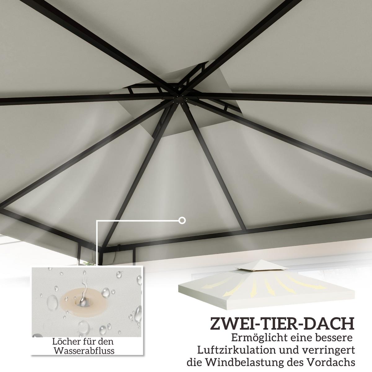 ERSATZDACH Dach für Metall-Gartenpavillon Pavillon Partyzelt Gartenzelt 3x3 - Weiß, Kunststoff (300/18/300cm) - Outsunny