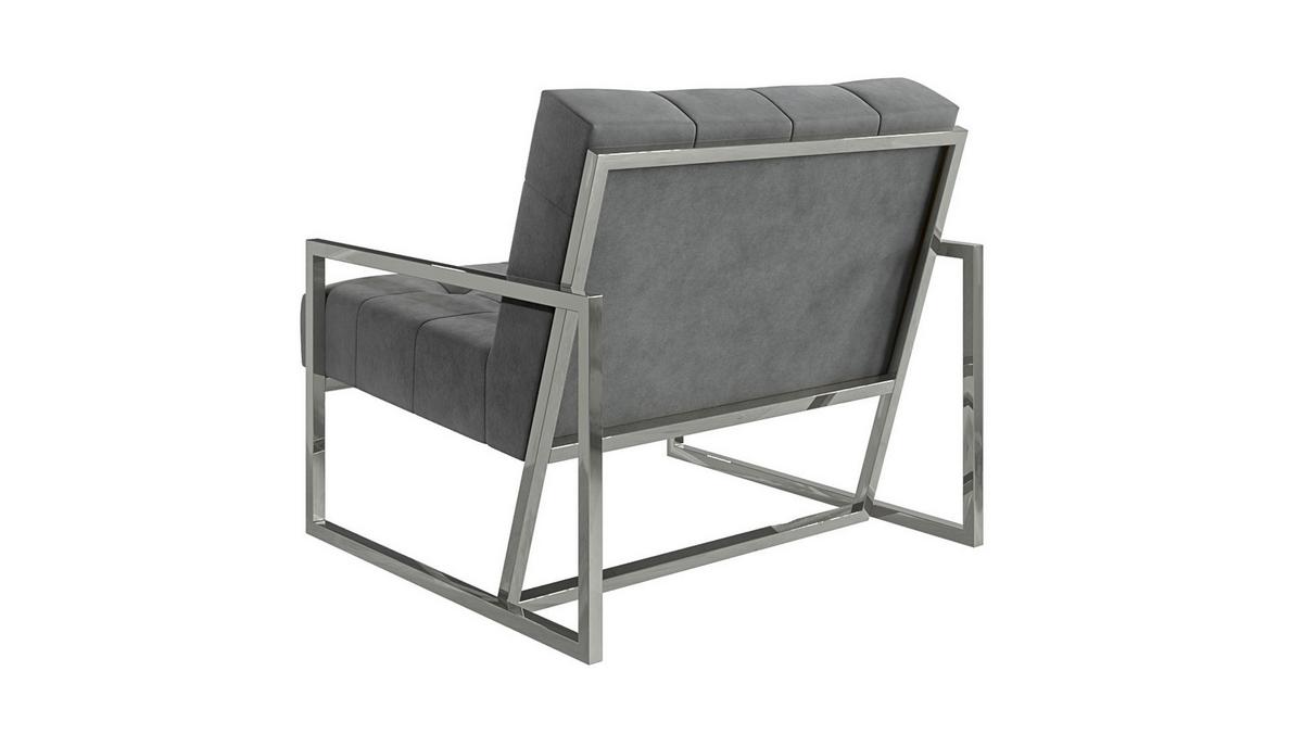 LOUNGESESSEL Duban Grau Samtstoff - Silberfarben/Grau, Holz/Textil (84/81/89cm) - S-Style Möbel