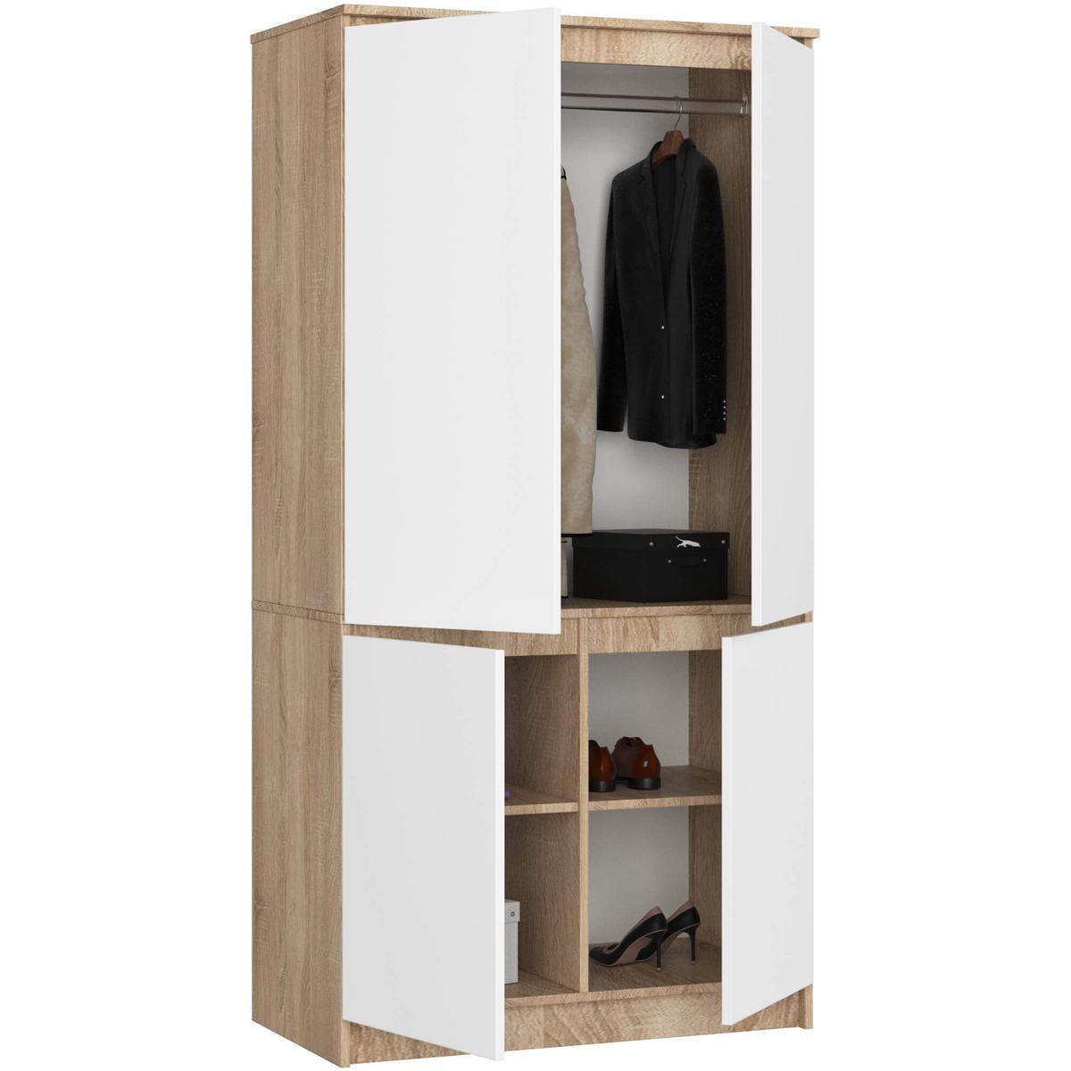KLEIDERSCHRANK Eiche Sonoma, Weiß 180/90/51 - Weiß, Holzwerkstoff (90/180/51cm) - RAUMHIRSCH FURNITURE
