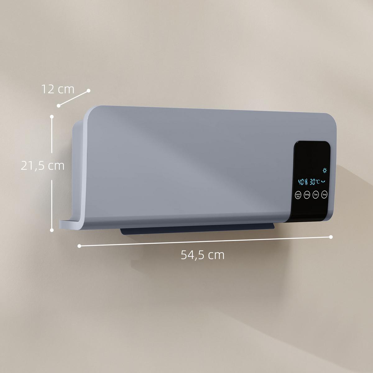 WANDHEIZGERÄT ABS Grau - Grau, Kunststoff (12/21.5/54.5cm) - HOMCOM