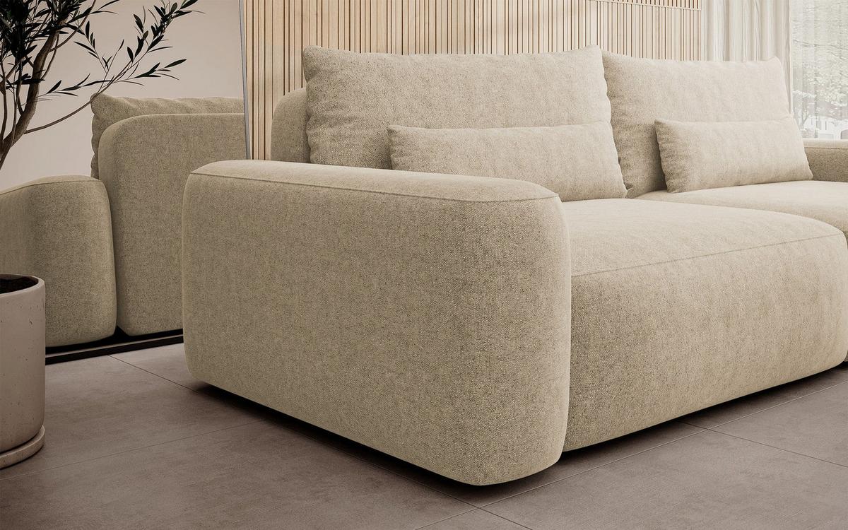 SCHLAFSOFA Carnos Beige Chenille - Beige/Schwarz, Kunststoff/Textil (257/82/105cm) - Selsey